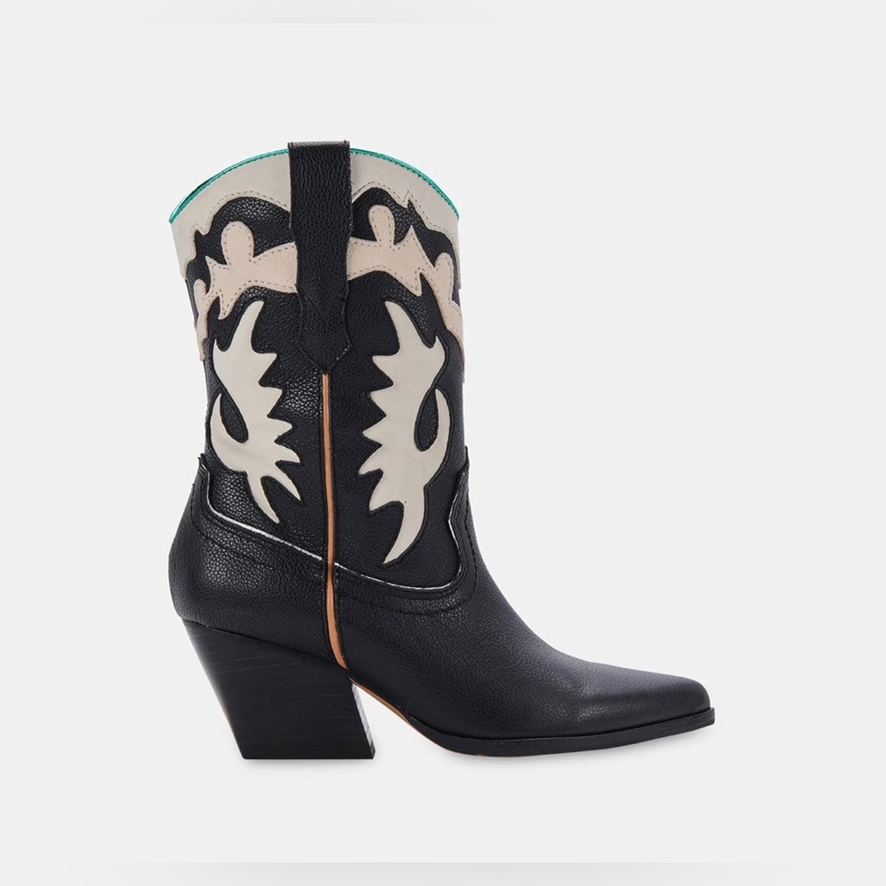 New Dolce Vita Women Western Landen Fashion Black Leather Boot Size 10 - Picture 5 of 9